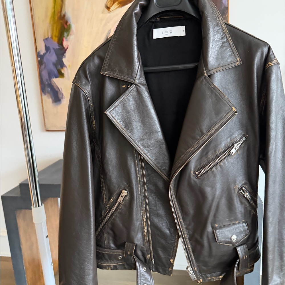 IRO Paris Dark Brown Vintage Leather Jacket